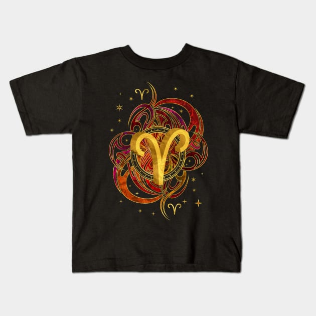 Aries Zodiac Sign Fire element Kids T-Shirt by Nartissima